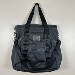 MPG Sport Women's Large Tote Bag Black Polyurethane Gym Travel Crossbody Strap